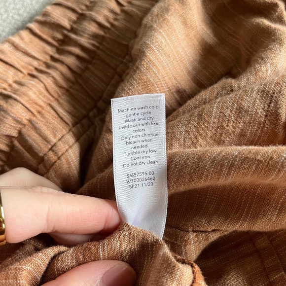Athleta Cabo Linen 4" Short in Toasted Ochre Orange Striped Summer Size 4 - Picture 8 of 10